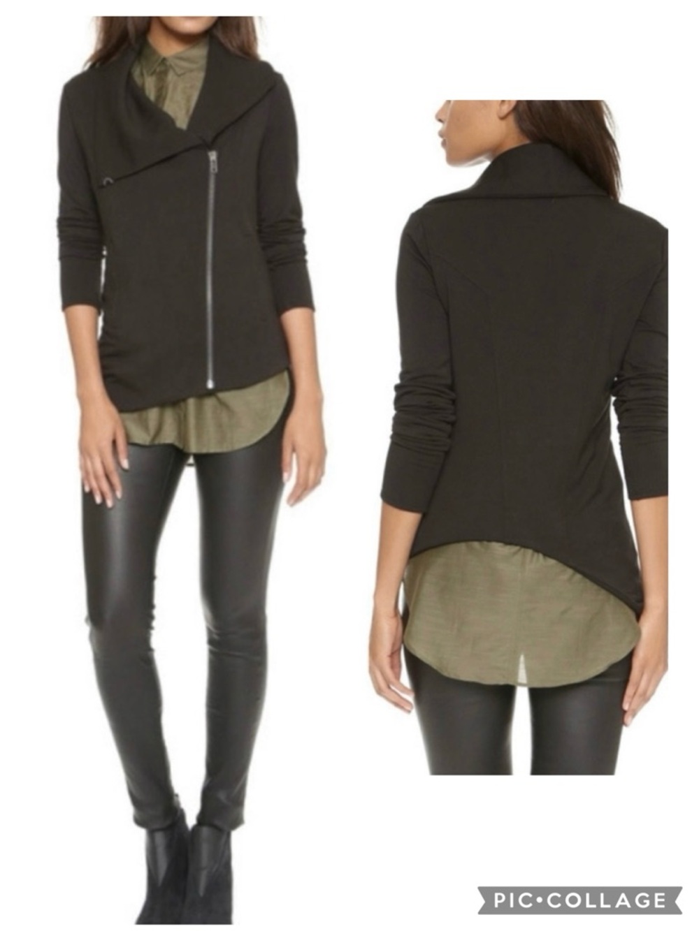 Helmut Lang Villous Black Moto Jacket Knit Asymmetrical Hem XS Gorpcore